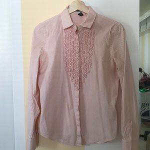 Ralph Lauren pinstripe blouse with ruffles